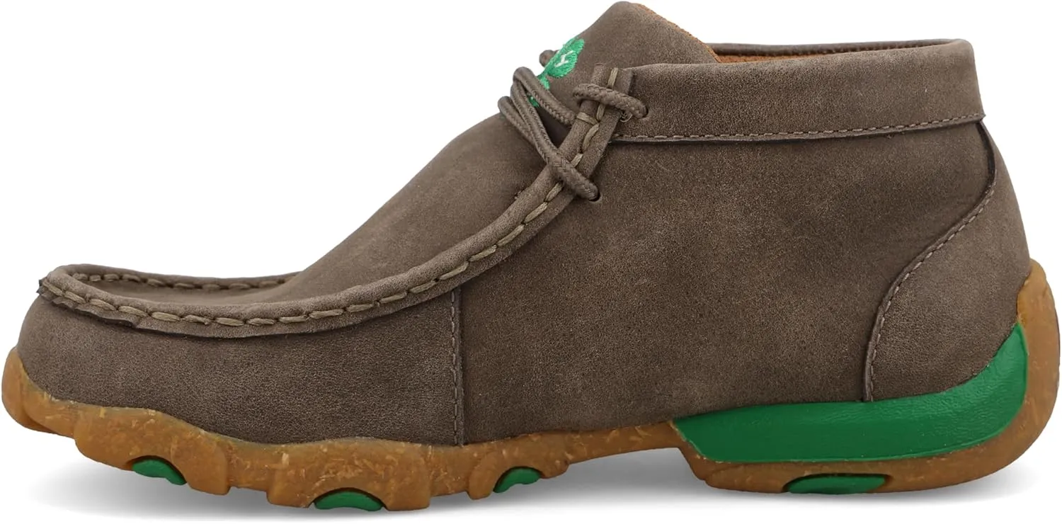 Twisted X Youth 4-H Deep Taupe and Kelly Green Chukka Driving Moc