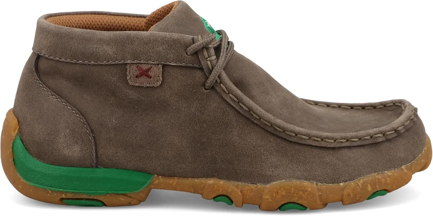Twisted X Youth 4-H Deep Taupe and Kelly Green Chukka Driving Moc