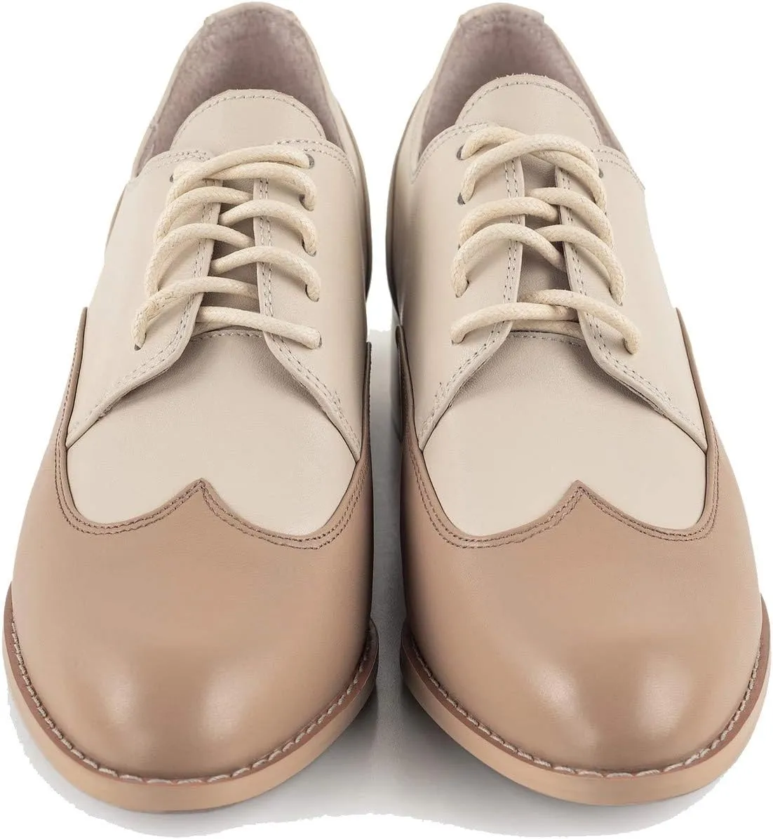 U-lite Womens Pointed-Toe Wintip Brouge Oxford Shoes Open-Vamp Vintage Shoes Green and Brown