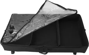 Under Bed Storage Organzier Drawer with Wheels Visible Lid Oxford Cloth Rolling Bins for Clothes and More (Black)