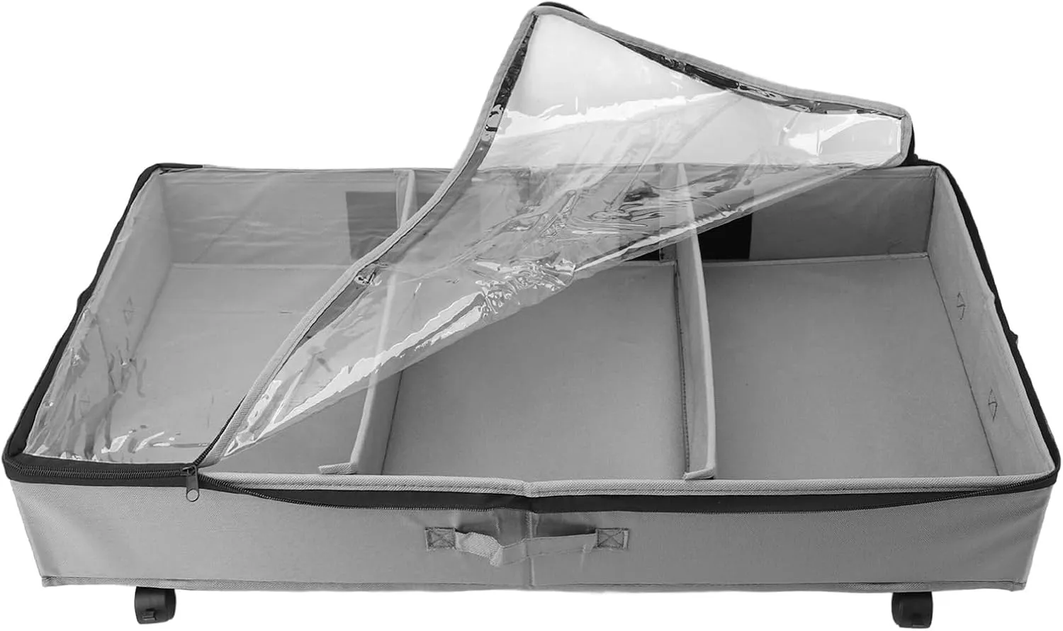 Under Bed Storage Organzier Drawer with Wheels Visible Lid Oxford Cloth Rolling Bins for Clothes and More (Grey)