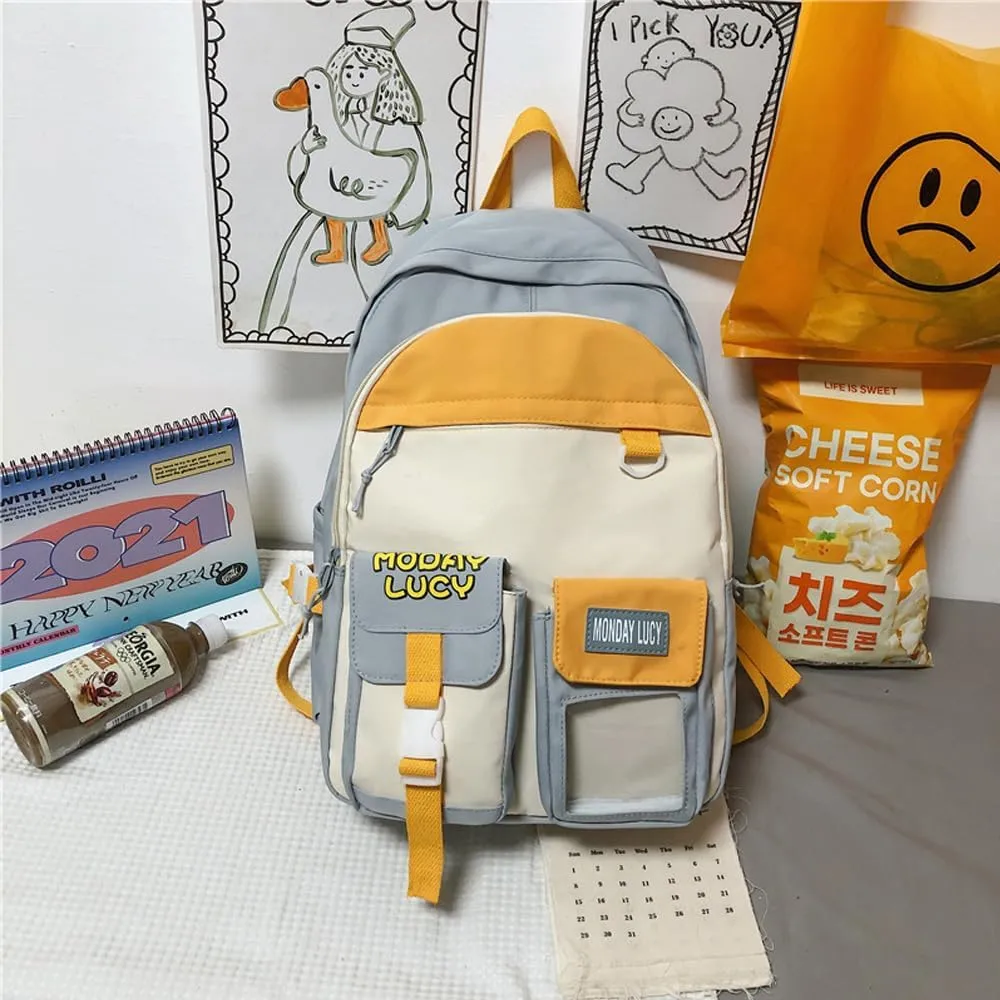 UNICOLD Kawaii Backpack With Cute Accessories Large Capacity Aesthetic Cartoon Bag (Blue)
