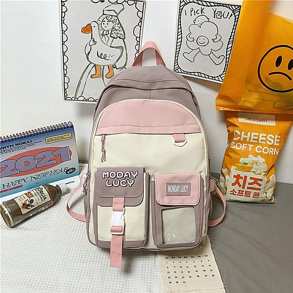UNICOLD Kawaii Backpack With Cute Accessories Large Capacity Aesthetic Cartoon Bag (Purple)