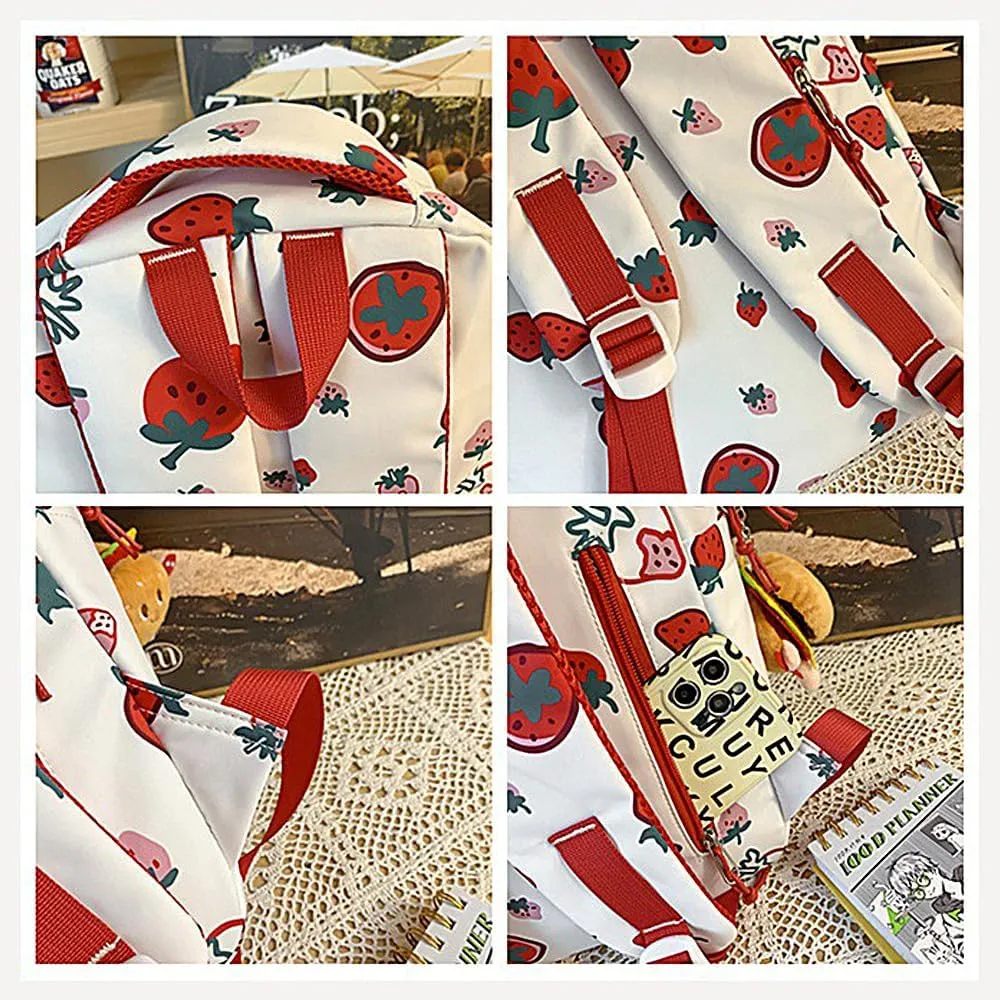 UNICOLD Kawaii Backpack With Cute Accessories Large Capacity Aesthetic Printing Pattern Bag (Brown)
