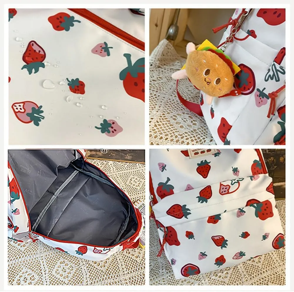 UNICOLD Kawaii Backpack With Cute Accessories Large Capacity Aesthetic Printing Pattern Bag (Brown)