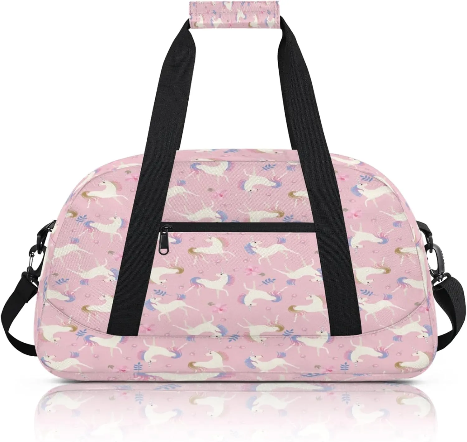 Unicorn Pattern Small Gym Bag 18 inch Carry On Duffel Bag for Weekender Travel Sports Workout Yoga Gymnastics Dance Ballet