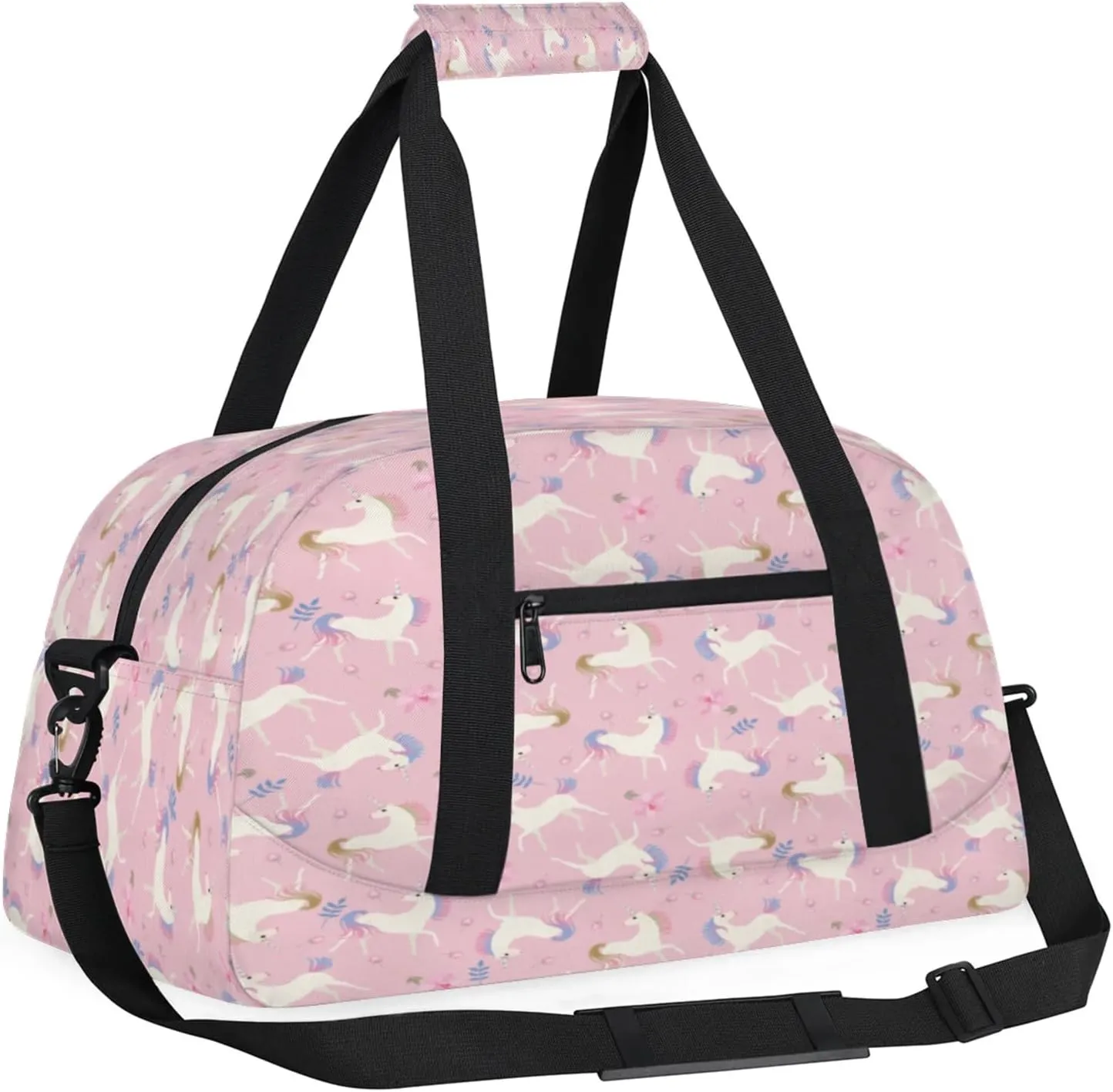 Unicorn Pattern Small Gym Bag 18 inch Carry On Duffel Bag for Weekender Travel Sports Workout Yoga Gymnastics Dance Ballet