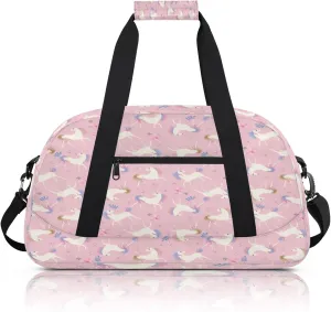 Unicorn Pattern Small Gym Bag 18 inch Carry On Duffel Bag for Weekender Travel Sports Workout Yoga Gymnastics Dance Ballet