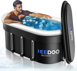 Upgraded 132 Gal XXL Large Oval Ice Bath with Air Ring, Multi-Layered Portable Cold Plunge Tub for Athletes, Foldable & Inflatable Full-Body Cold Tub Recovery at Home, Outdoors,Gym Use
