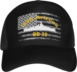USS Arizona BB-39 Trucker Hat for Men - Outdoors Adjustable Baseball Snapback Cap