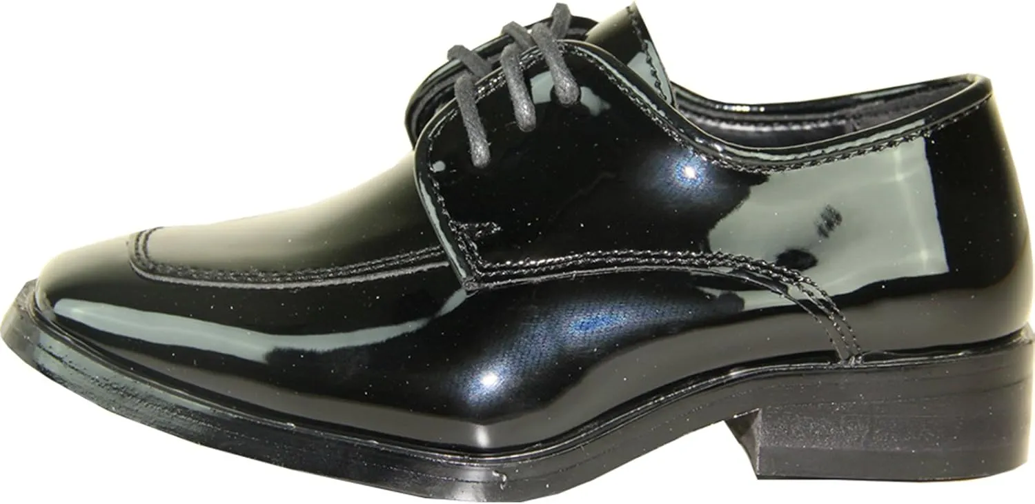 VANGELO Men Dress Shoe TAB and Tux Oxford Formal Tuxedo for Prom Wedding Uniform Medium and Wide Width Black Grey Ivory White Patent