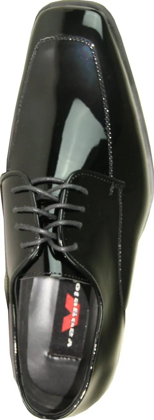 VANGELO Men Tuxedo Shoe TUX-7 Two-Tone Color Fashion Moc Toe with Wrinkle Free Material Black&White Patent