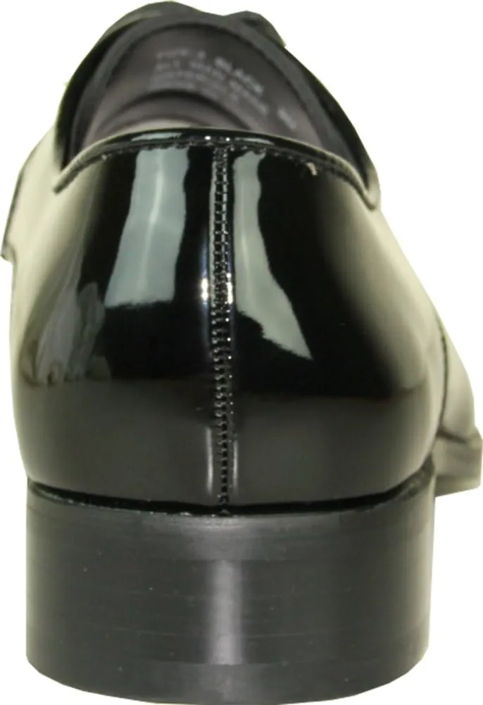 VANGELO Men Tuxedo Shoe TUX-7 Two-Tone Color Fashion Moc Toe with Wrinkle Free Material Black&White Patent