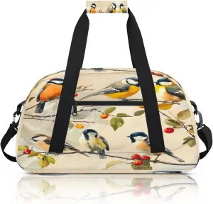 Vintage Bird Small Gym Bag 18 inch Carry On Duffel Bag for Weekender Travel Sports Workout Yoga Gymnastics Dance Ballet