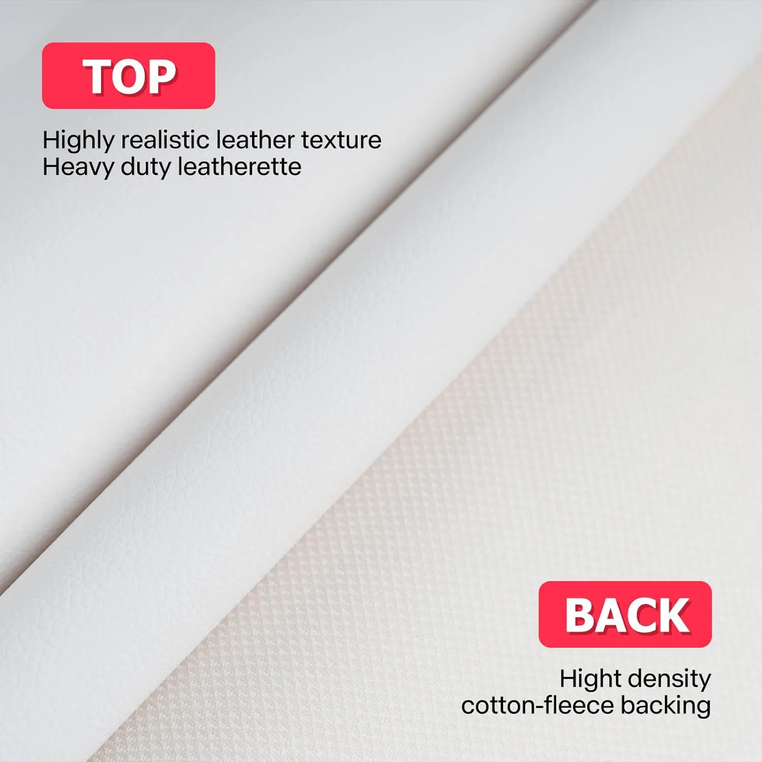 Vinyl Fabric, Marine Faux Leather Upholstery, for Upholstery Crafts, DIY Sewings, Sofa, Handbag, Earrings, Hair Bows Decorations (White 54 x 72 inch 2YD)