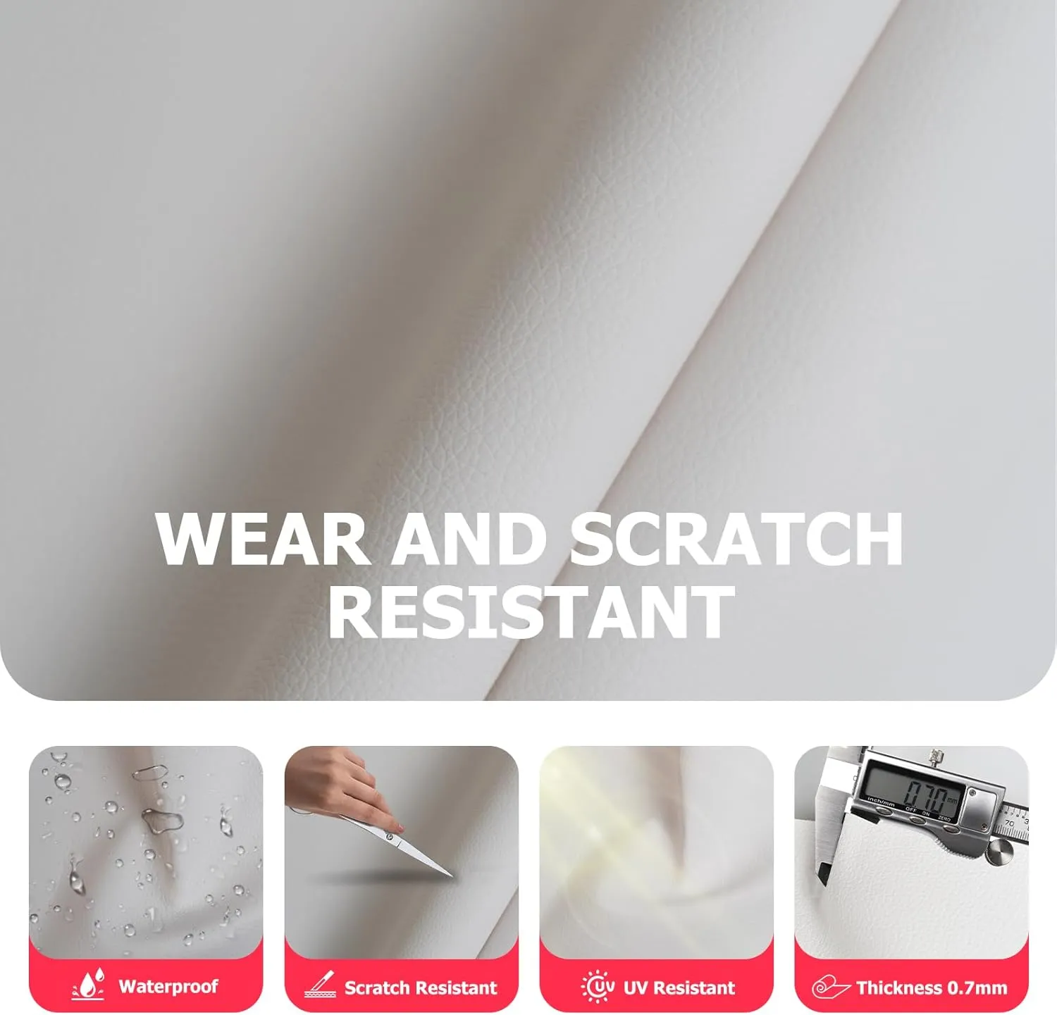Vinyl Fabric, Marine Faux Leather Upholstery, for Upholstery Crafts, DIY Sewings, Sofa, Handbag, Earrings, Hair Bows Decorations (White 54 x 72 inch 2YD)