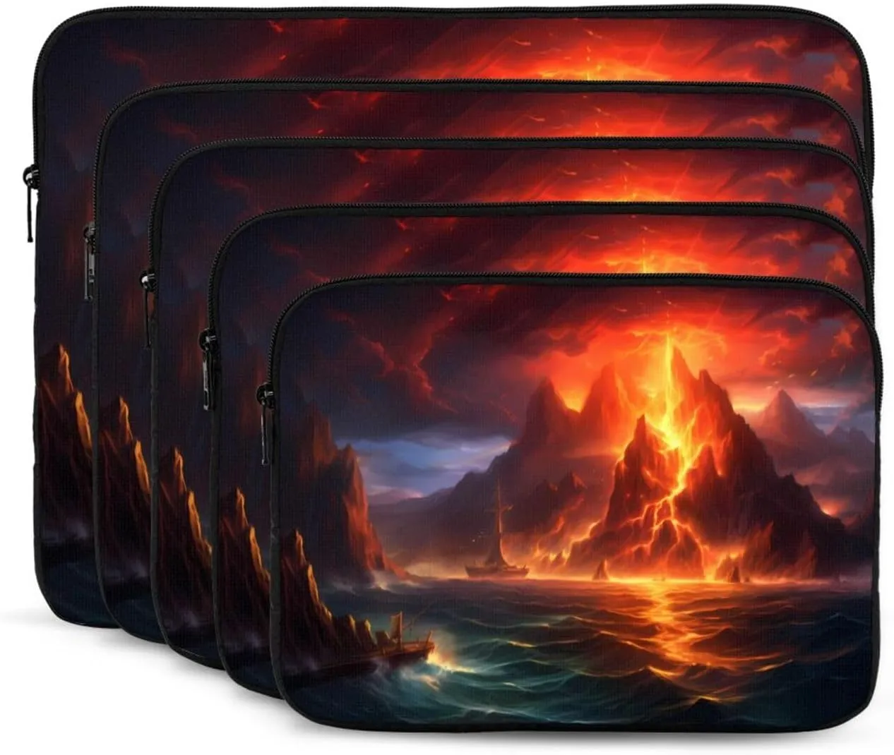 Volcano Eruption Pattern Shockproof Portable Laptop 13 inch Sleeve Bag for Men and Women - Ideal for Business Travel, School, and Daily Use