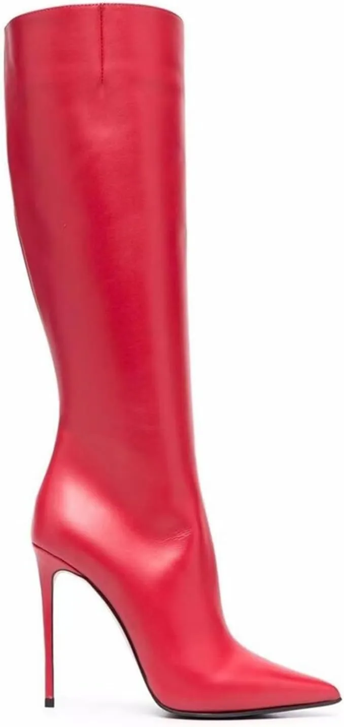 Vujkliy Women's Stiletto 4.7IN Boots Fashion Pointed Toe Sleeves Catwalk High Heel Boots