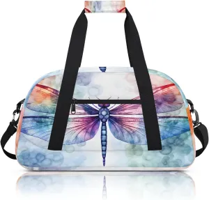 Watercolor Dragonfly Small Gym Bag 18 inch Carry On Duffel Bag for Weekender Travel Sports Workout Yoga Gymnastics Dance Ballet