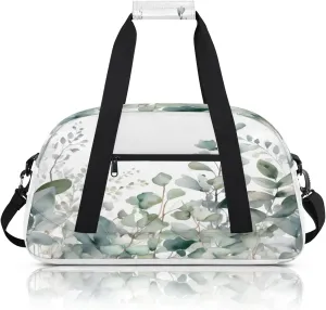 Watercolor Eucalyptus Leaves Small Gym Bag 18 inch Carry On Duffel Bag for Weekender Travel Sports Workout Yoga Gymnastics Dance Ballet