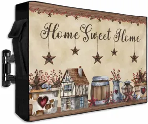 Waterproof Outdoor TV Cover 30 to 32 Inch, Retro Western Star Barn Berry Outside Flat Screen Televisions Weatherproof Cover Size 52"L x 30"H, Cabin Sweet Home Quote TV Protector With Zipper