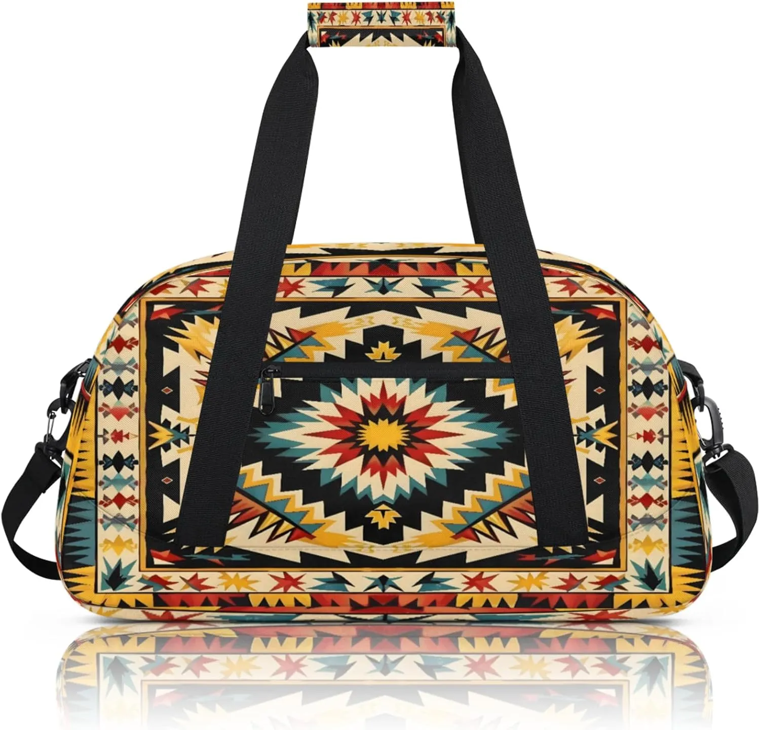 Western Aztec Boho Abstract Small Gym Bag 18 inch Carry On Duffel Bag for Weekender Travel Sports Workout Yoga Gymnastics Dance Ballet