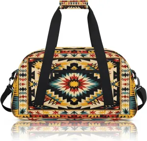 Western Aztec Boho Abstract Small Gym Bag 18 inch Carry On Duffel Bag for Weekender Travel Sports Workout Yoga Gymnastics Dance Ballet