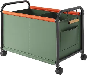 Wheeled Laundry Basket With Oxford Fabric Bag, Partition Design Rolling Laundry Cart, Rolling Small Commercial Utility Cart(Green,Medium)