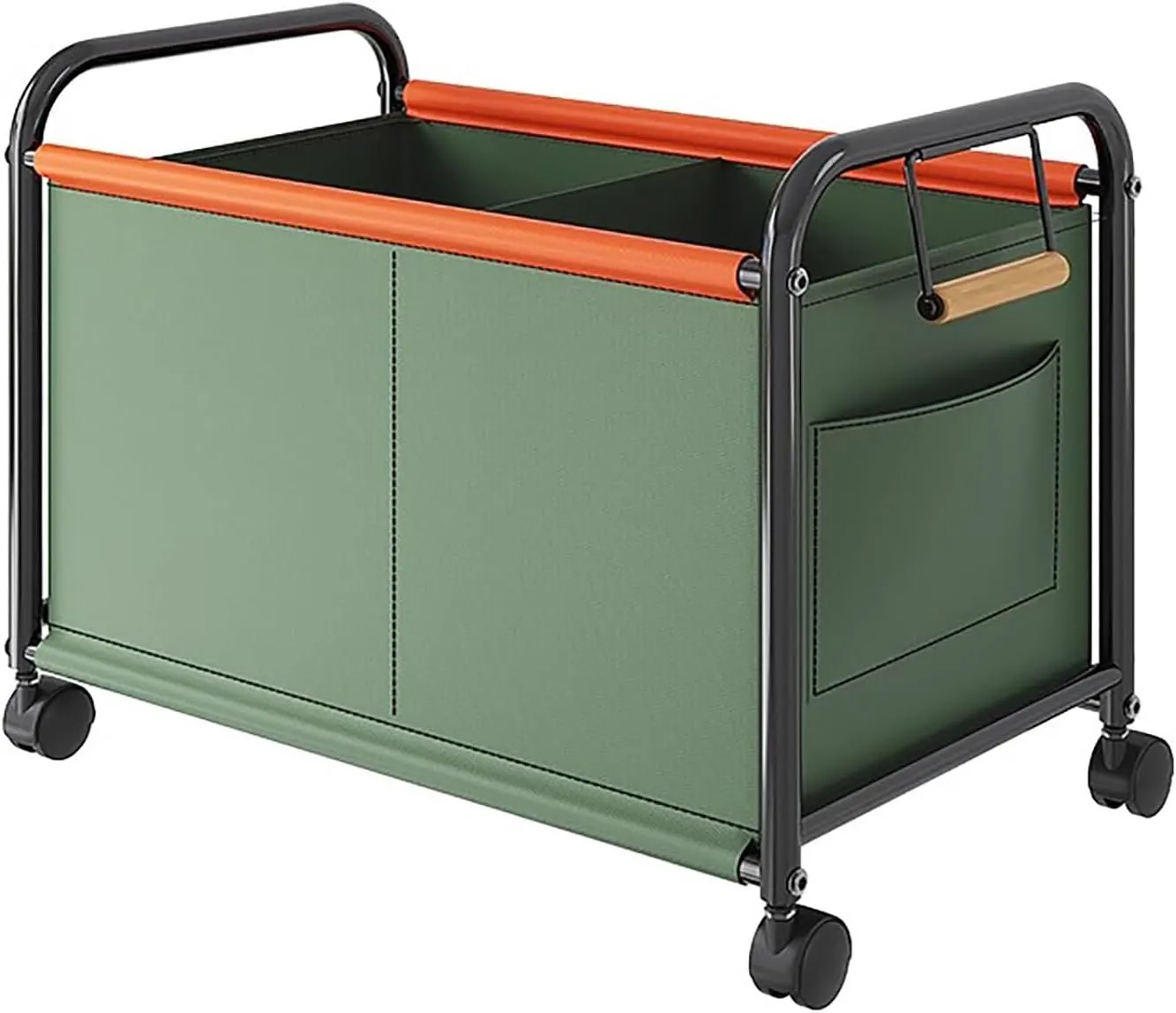 Wheeled Laundry Basket With Oxford Fabric Bag, Partition Design Rolling Laundry Cart, Rolling Small Commercial Utility Cart(Green,Medium)