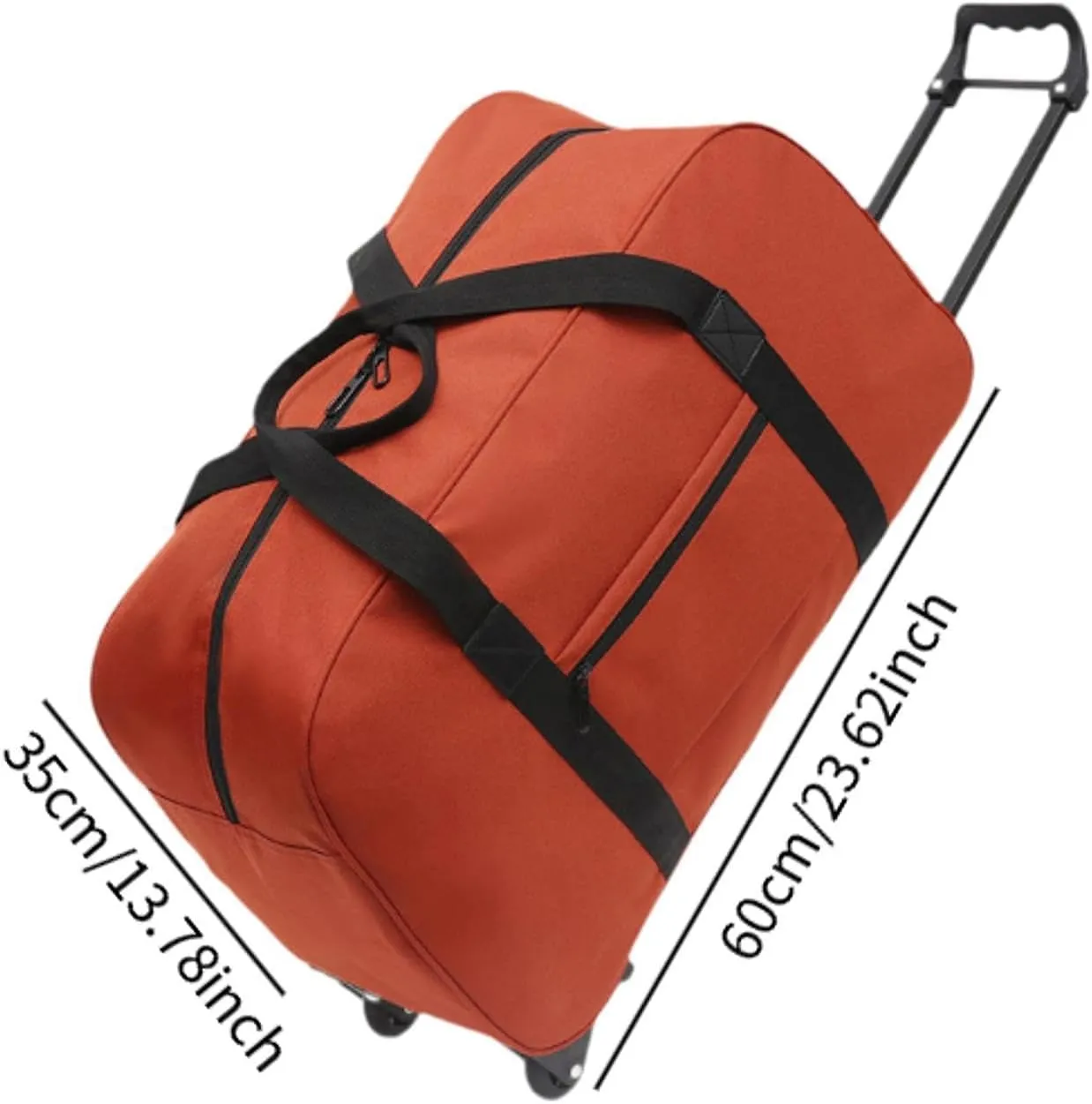 Wheeled Seed Bag Trolley Case Men Women Multifunctional Handbag Suitcase Rolling Travel Bag for Beach Sports Trips Outdoors, orange