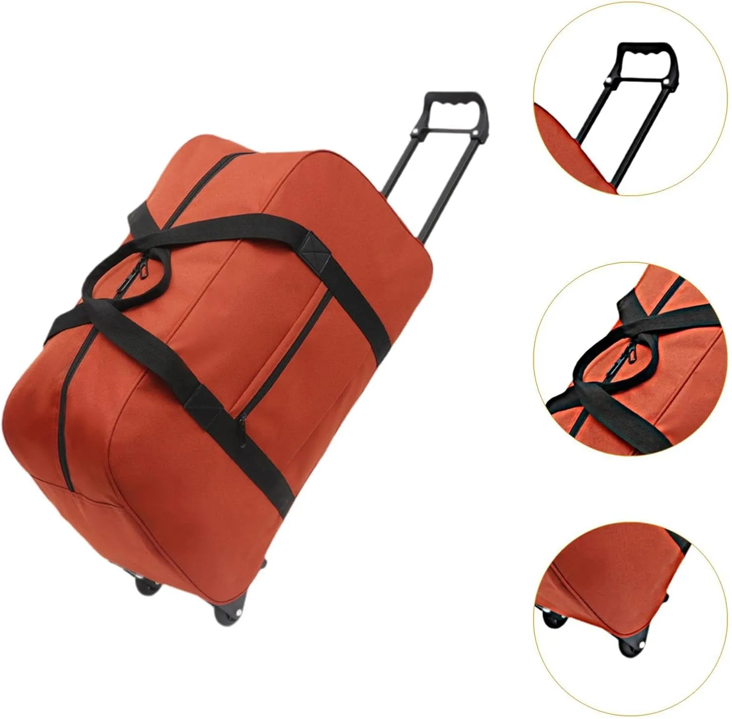 Wheeled Seed Bag Trolley Case Men Women Multifunctional Handbag Suitcase Rolling Travel Bag for Beach Sports Trips Outdoors, orange