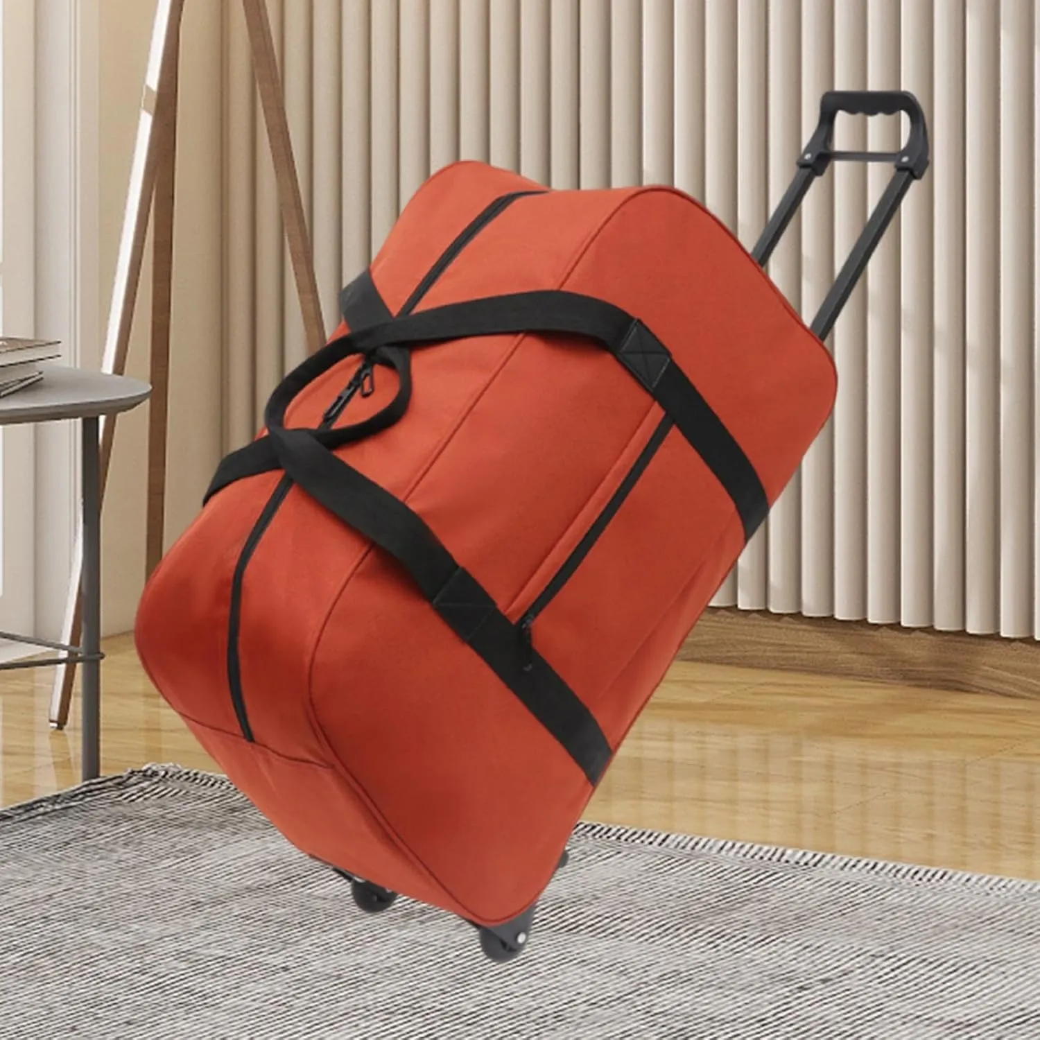 Wheeled Seed Bag Trolley Case Men Women Multifunctional Handbag Suitcase Rolling Travel Bag for Beach Sports Trips Outdoors, orange