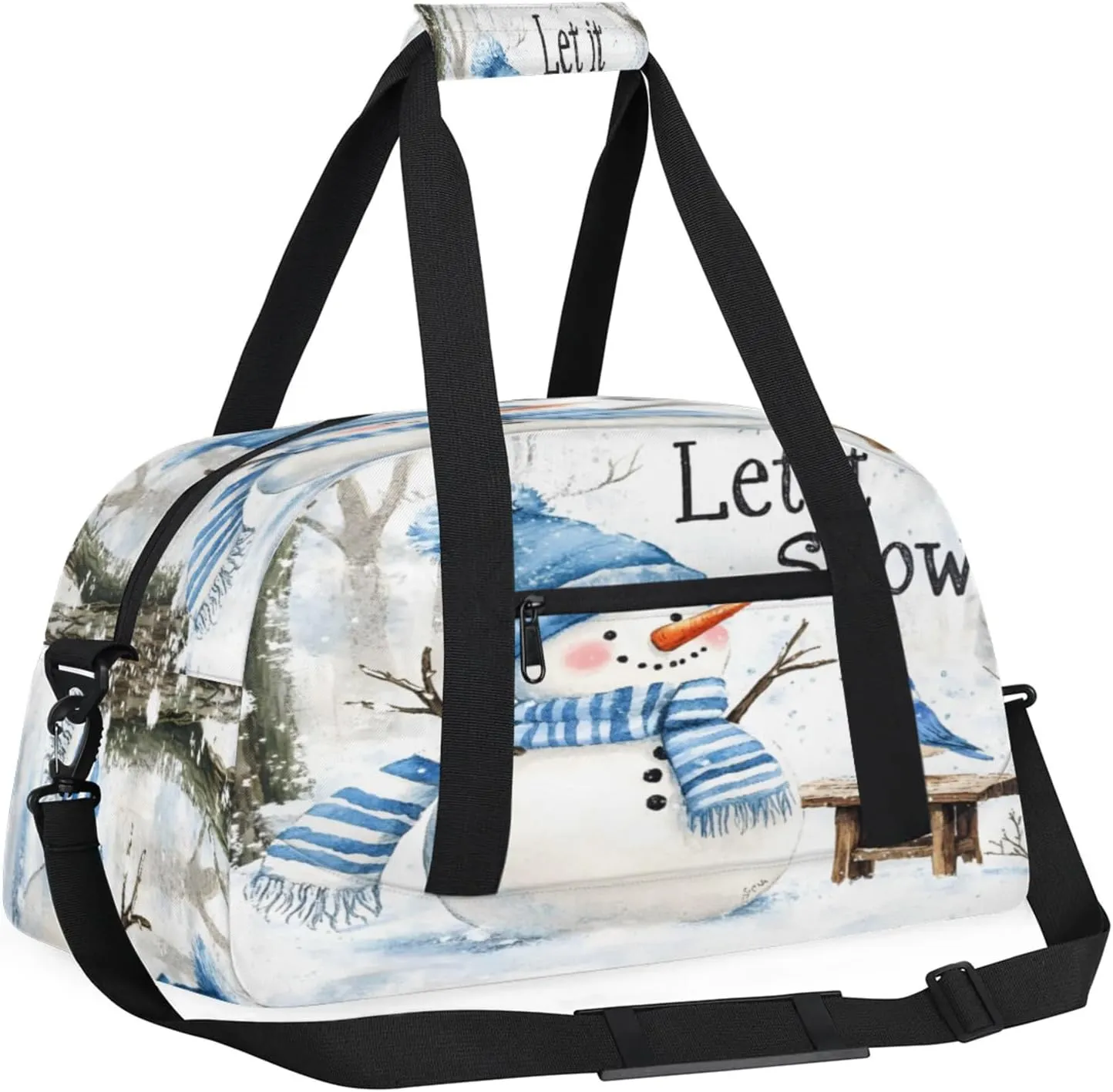 Winter Snowman Bird Small Gym Bag 18 inch Carry On Duffel Bag for Weekender Travel Sports Workout Yoga Gymnastics Dance Ballet