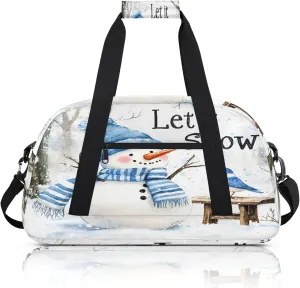 Winter Snowman Bird Small Gym Bag 18 inch Carry On Duffel Bag for Weekender Travel Sports Workout Yoga Gymnastics Dance Ballet
