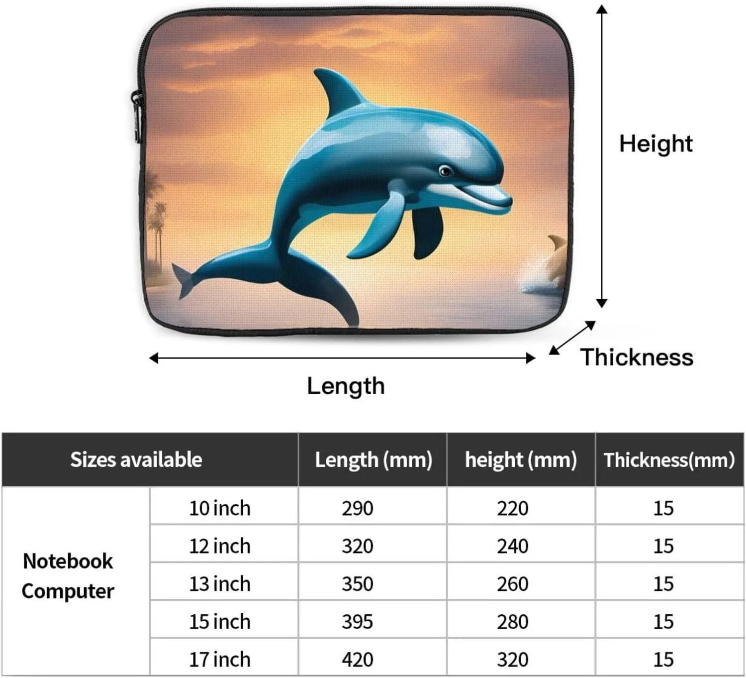 Winter The Dolphin Pattern Shockproof Portable Laptop 13 inch Sleeve Bag for Men and Women - Ideal for Business Travel, School, and Daily Use