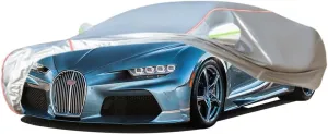 WOLWES Car Cover are Suitable for Bugatti Chiron All-Weather Windproof, Snowproof, Rainproof, UV-Protected and Breathable All-Season Universal with Side Door Zip Oxford Cloth Car Cover (Color : White
