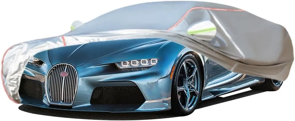 WOLWES Car Cover are Suitable for Bugatti Chiron All-Weather Windproof, Snowproof, Rainproof, UV-Protected and Breathable All-Season Universal with Side Door Zip Oxford Cloth Car Cover (Color : White