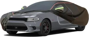 WOLWES Car Cover are Suitable for Dodge Charger All-Weather Windproof, Snowproof, Rainproof, UV-Protected and Breathable All-Season Universal with Side Door Zip Oxford Cloth Car Cover (Color : Black