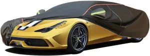 WOLWES Car Cover are Suitable for Ferrari 458 All-Weather Windproof, Snowproof, Rainproof, UV-Protected and Breathable All-Season Universal with Side Door Zip Oxford Cloth Car Cover (Color : Black)