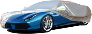 WOLWES Car Cover are Suitable for Ferrari 488 All-Weather Windproof, Snowproof, Rainproof, UV-Protected and Breathable All-Season Universal with Side Door Zip Oxford Cloth Car Cover (Color : White)