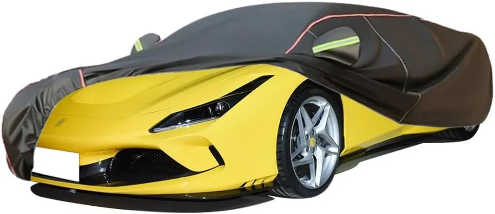WOLWES Car Cover Are Suitable For Ferrari F8 Spider/F8 Tributo All-weather Windproof, Snowproof, Rainproof, UV-protected And Breathable All-season Universal With Side Door Zip Oxford Cloth Car Cover (