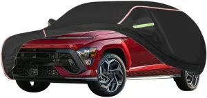 WOLWES Car Cover Are Suitable For Hyundai Kona Premium/Advance/N Line/T-GDI/H-GDI All-weather Windproof, Snowproof, Rainproof, UV-protected And Breathable All-season Universal With Side Door Zip Oxfor