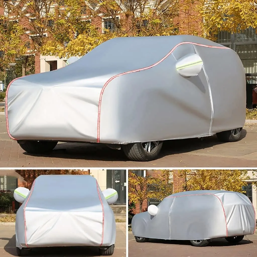 WOLWES Car Cover are Suitable for Jaguar F-Pace All-Weather Windproof, Snowproof, Rainproof, UV-Protected and Breathable All-Season Universal with Side Door Zip Oxford Cloth Car Cover (Color : White