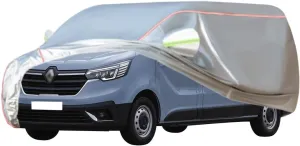 WOLWES Car Cover are Suitable for Renault Trafic All-Weather Windproof, Snowproof, Rainproof, UV-Protected and Breathable All-Season Universal with Side Door Zip Oxford Cloth Car Cover (Color : White