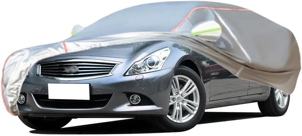 WOLWES Car Covers are Suitable for Infiniti G25/G25x 2004-2013 All-Weather Windproof, Snowproof, Rainproof, UV-Protected and Breathable All-Season Universal with Side Door Zip Oxford Cloth Car Covers