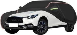 WOLWES Car Covers are Suitable for Infiniti QX30 2017-2019 All-Weather Windproof, Snowproof, Rainproof, UV-Protected and Breathable All-Season Universal with Side Door Zip Oxford Cloth Car Covers (Co