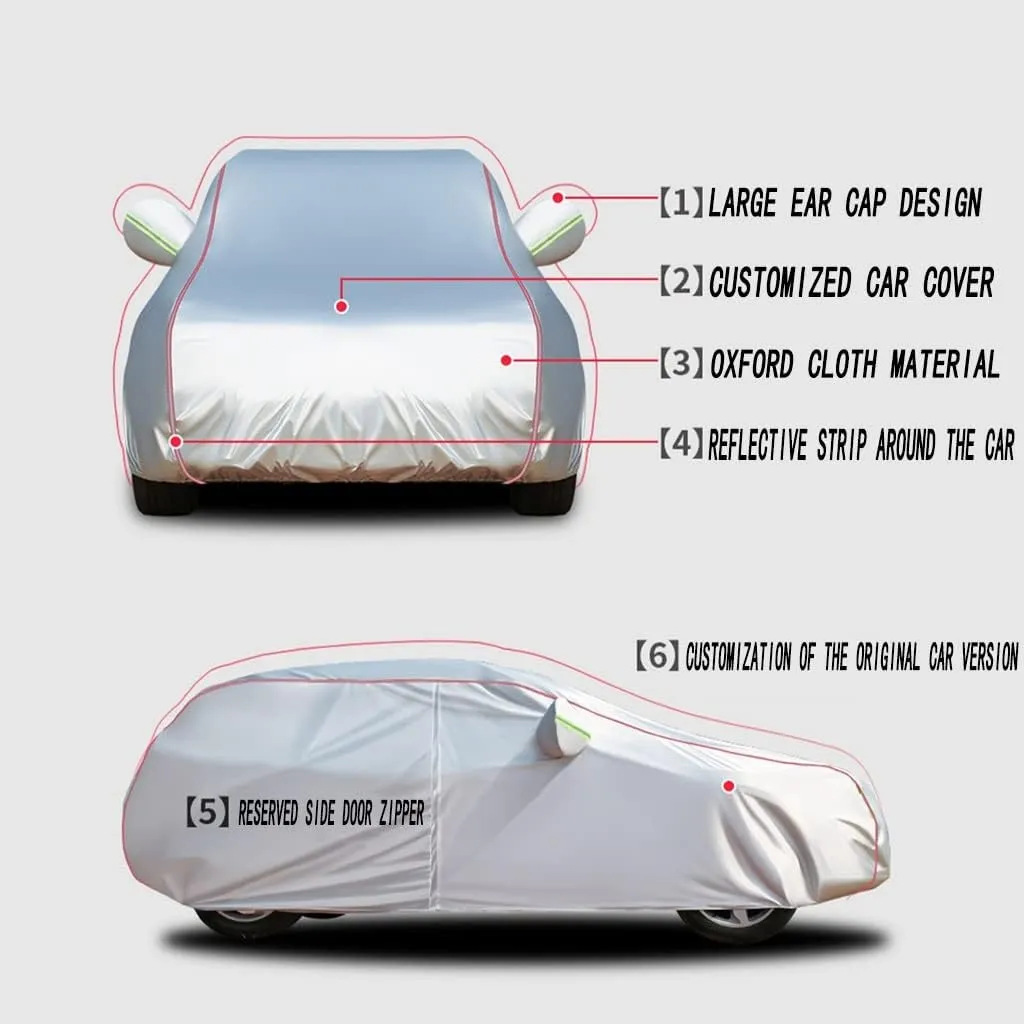 WOLWES Car Covers Are Suitable For Nissan Rogue Sport S/SL/SV 2017-2022 All-weather Windproof, Snowproof, Rainproof, UV-protected And Breathable All-season Universal With Side Door Zip Oxford Cloth Ca