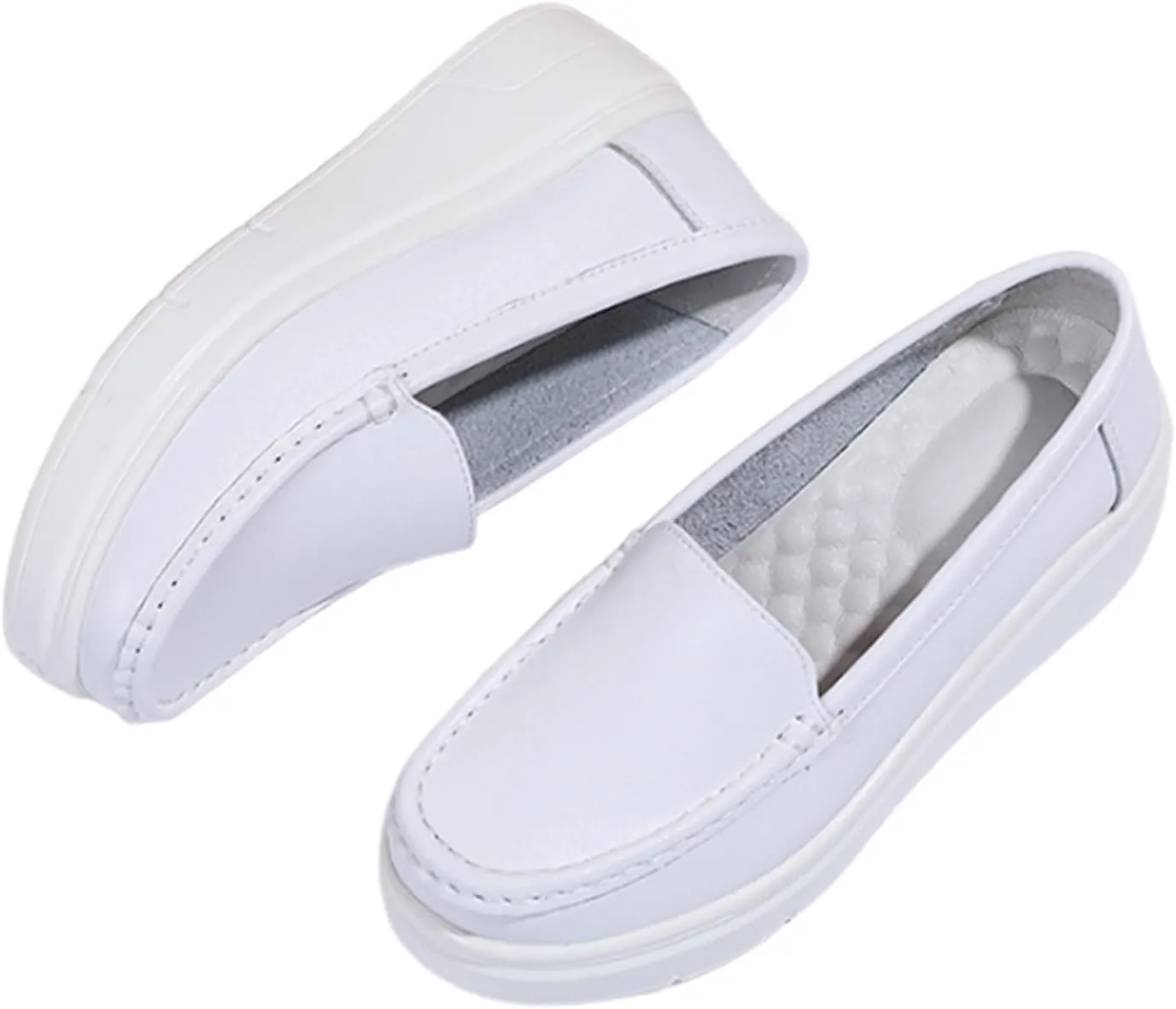 Women Moccasins, Women's Slip-On Breathable Platform Nurse Hospital Work Leather, Casual Air Cushion Slip Resistant Shoes Loafers, Ideal for Nurse Healthcare Crews