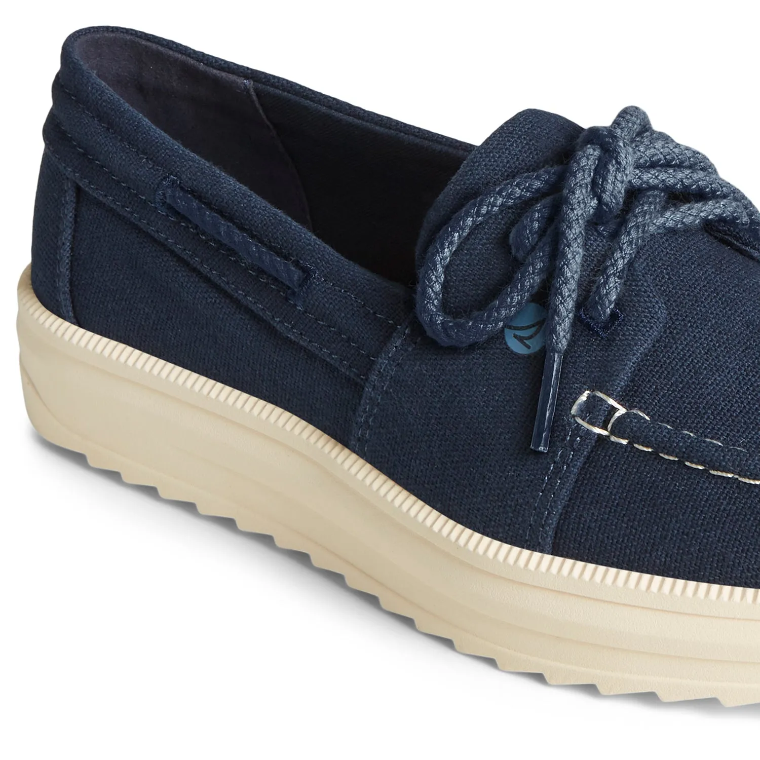 Women's Cruise Plushstep Boat Slubby Linen Navy (STS88770)