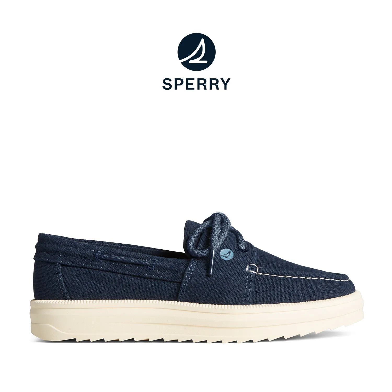 Women's Cruise Plushstep Boat Slubby Linen Navy (STS88770)